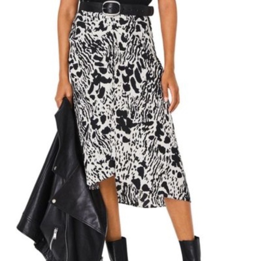 NWT! Ba&sh Leopard Ruched Midi Skirt